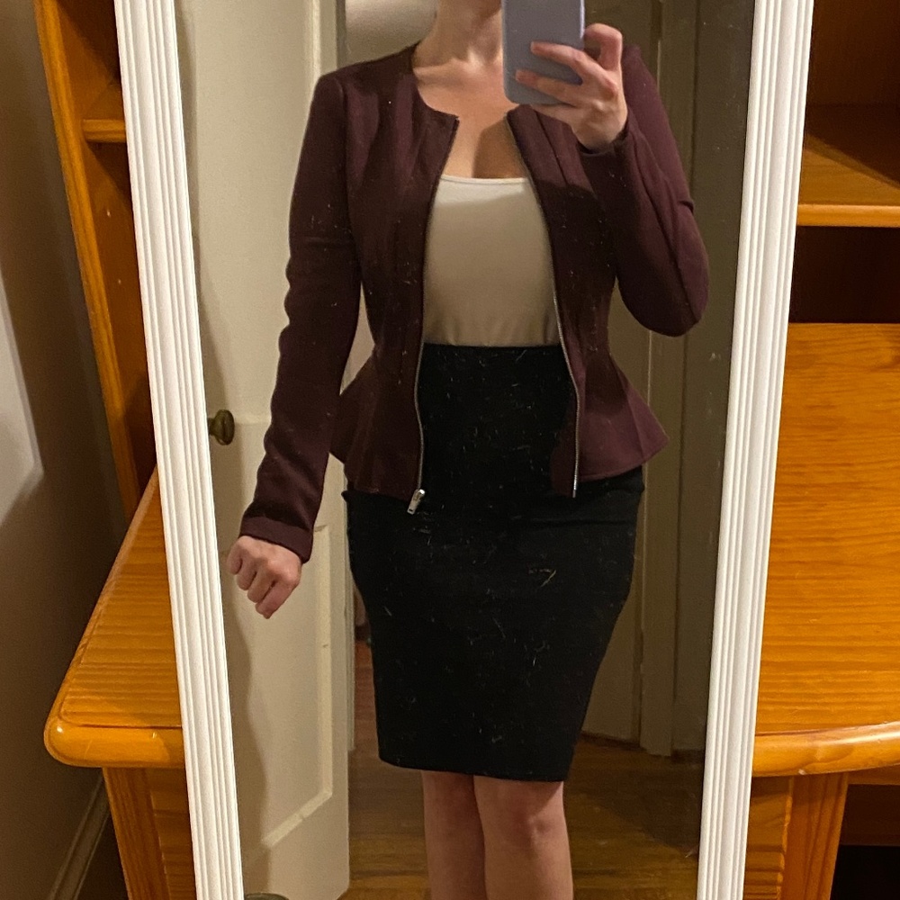 H&M Maroon Peplum Jacket - Size 8 - LIKE NEW